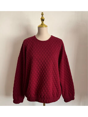 Women's Time and Tru Quilted Sweatshirt Burgundy XL